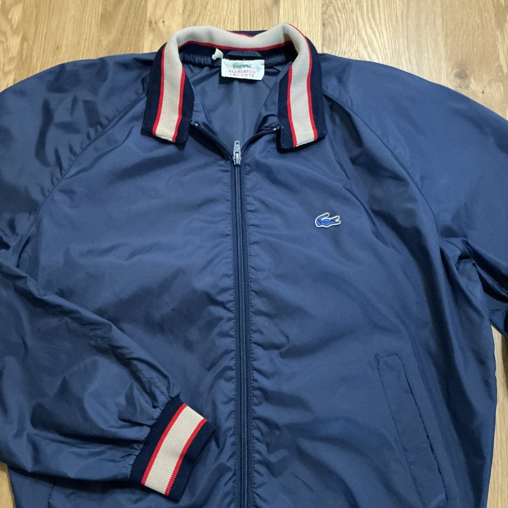 Vintage Alligator Lacoste Jacket Mens M Navy Blue Windbreaker 70s 80s Preppy
